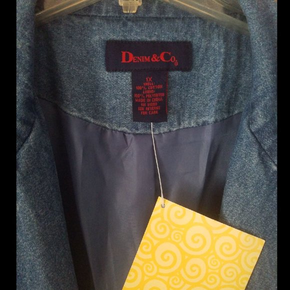 Denim Jean jacket Blazer 1X Denim & Co. - NWT - Picture 2 of 5